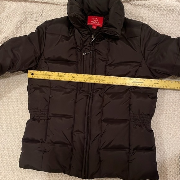 Oscar de la Renta Women's Front Zip Down Puffer Jacket Size Medium Black Winter - Picture 9 of 10